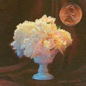 Miniature Painting of Peonies by Rachelle Siegrist