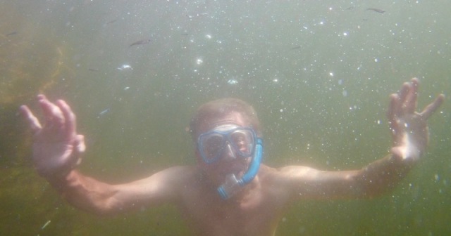 Tom snorkeling with the fish